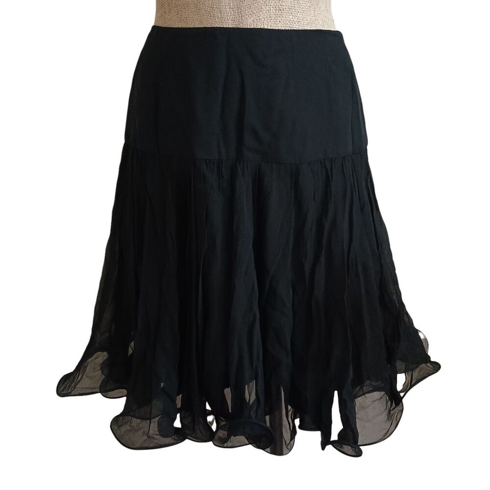 Night Line Skirt Sz 8 Whimsigoth Fairy Goth  Silk Black